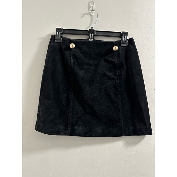 🔴ModCloth‎ Black Velvet Miniskirt with Gold Buttons - Picture 1 of 8